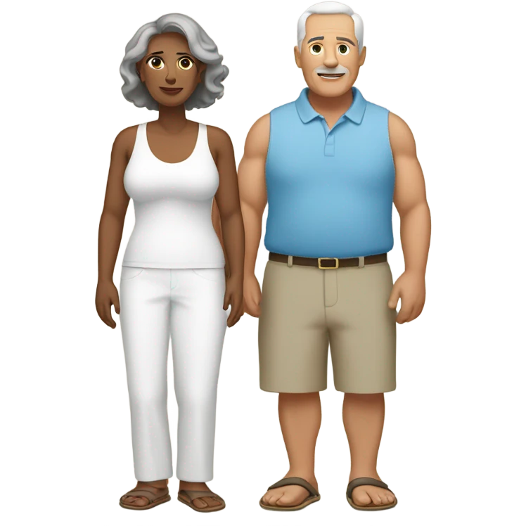 White heavyset middle-aged couple on the beach emoji
