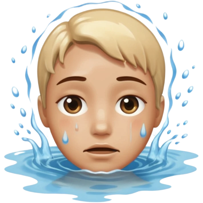 Tête qui se noit dans l’eau avec l’eau qui monte jusqu’à la moitié du visage  emoji