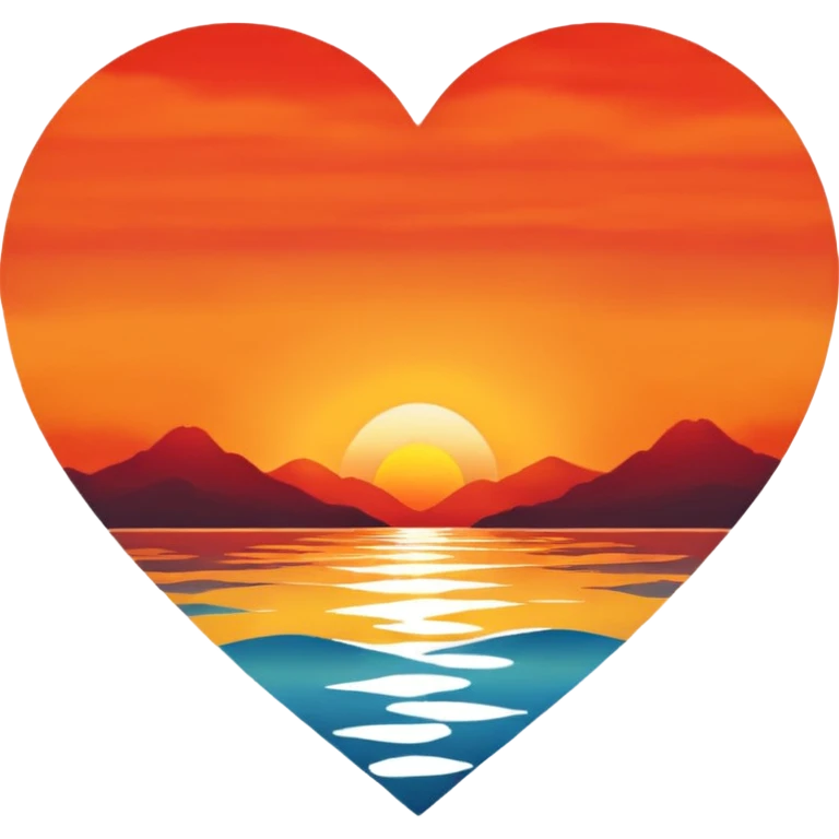 heart with sunset over water emoji