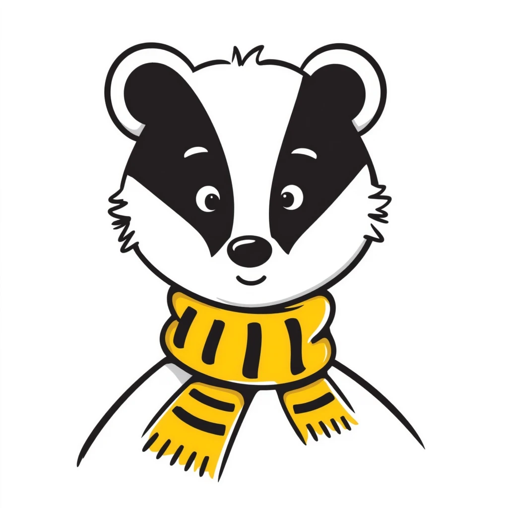 badger head with yellow and black striped scarf emoji