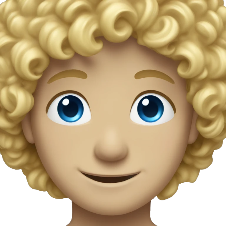 blonde curly head boy with blue eyes smiling emoji