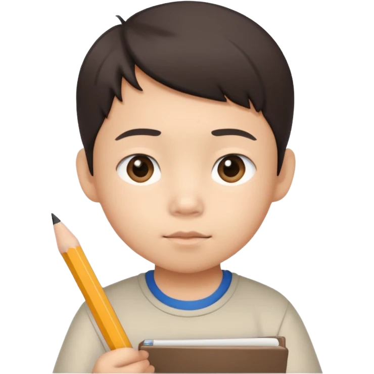 A Asian kid doing his math homework  emoji
