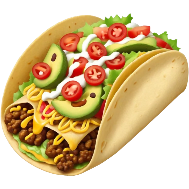 Street food taco with toppings in emoji style emoji