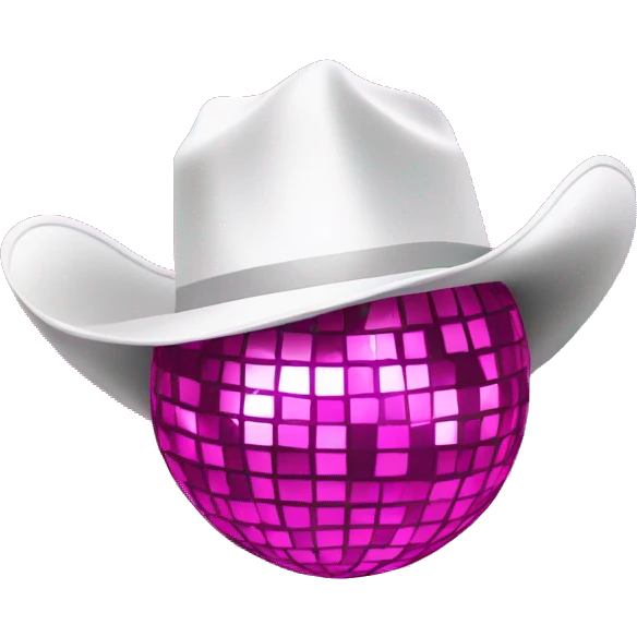 Pink disco ball with cowboy white hat emoji