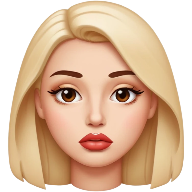 full glossy pouty baddie lips with lip liner emoji