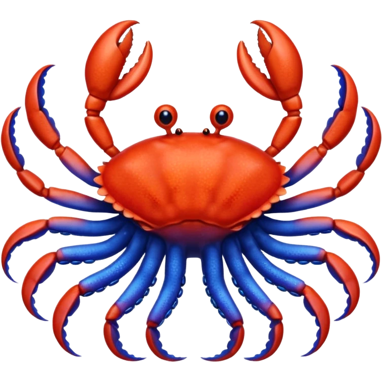 a red crab with two claws and a blue octopus are friends emoji