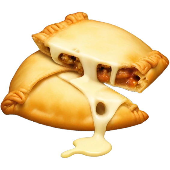 split in two cheese empanada oozing cheese emoji