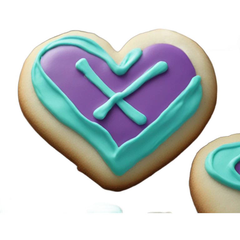 Cookie heart with teal purple support ribbon emoji