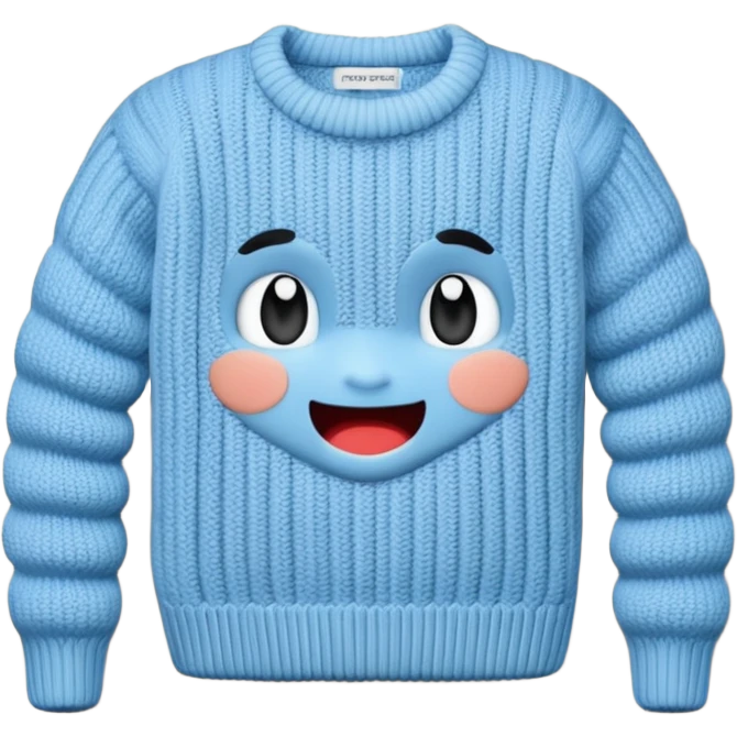 A 3D cartoon warm sweater with chunky knit texture, folded on a table, smooth shadows, Memoji-style realism. emoji