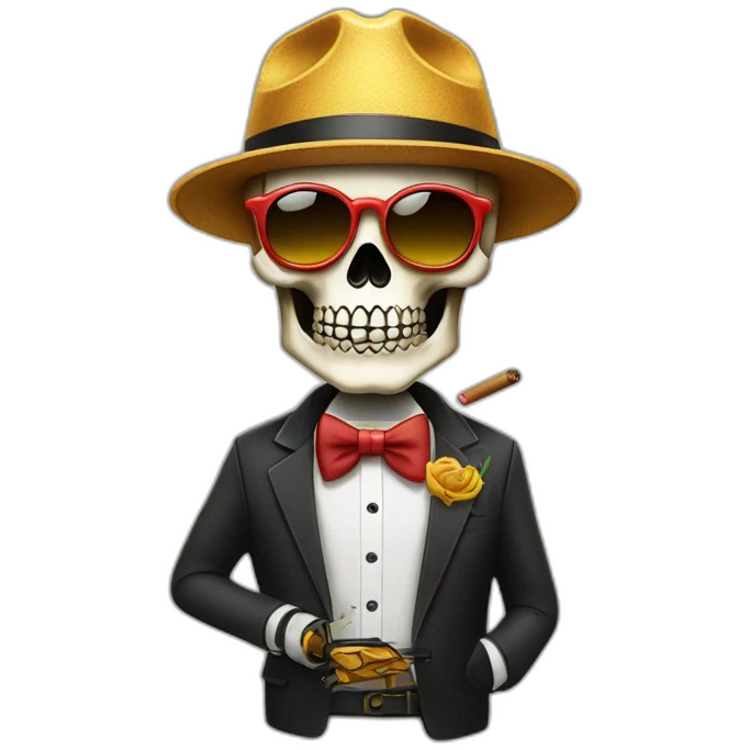 calavera con gafas de sol y un cigarrillo emoji