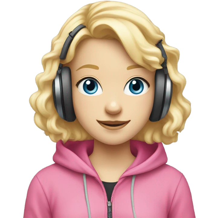blonde hair blue eyed gamer girl pink  emoji