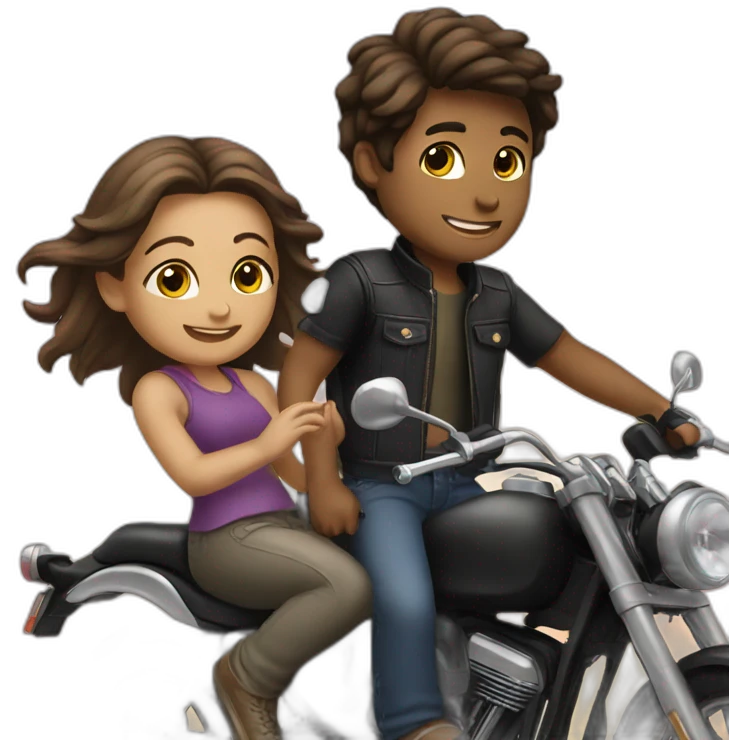 Boy and girl Going in motorcycle emoji