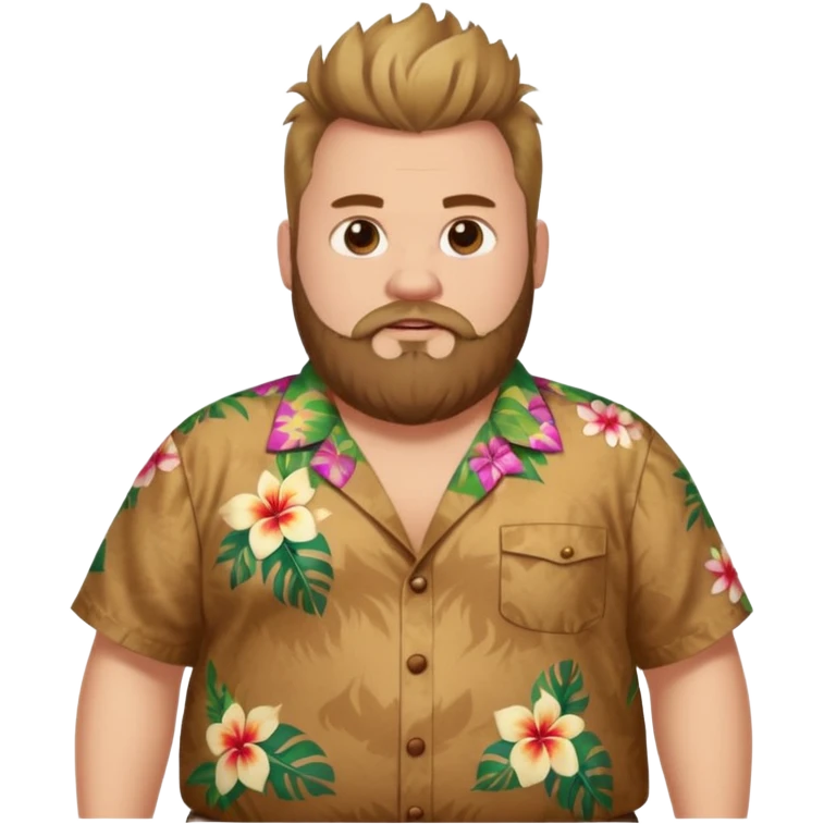 Fat white man full body wearing Hawaiian shirt brown fauxhawk and beard  emoji