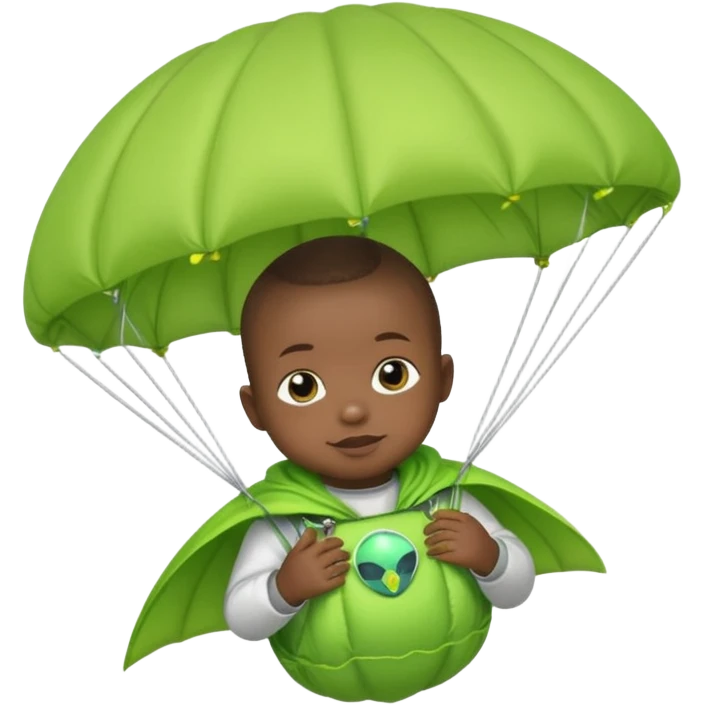 Skydiving black baby with parachute and UFO lime emoji