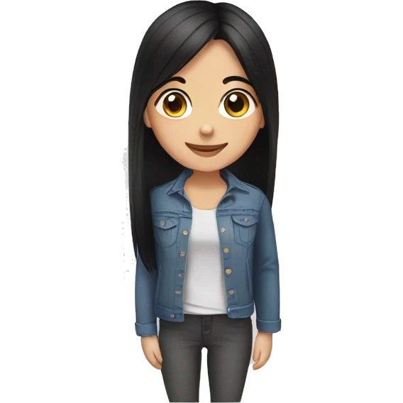 girl teenager with dark brown eyes and black straight hair smiling emoji