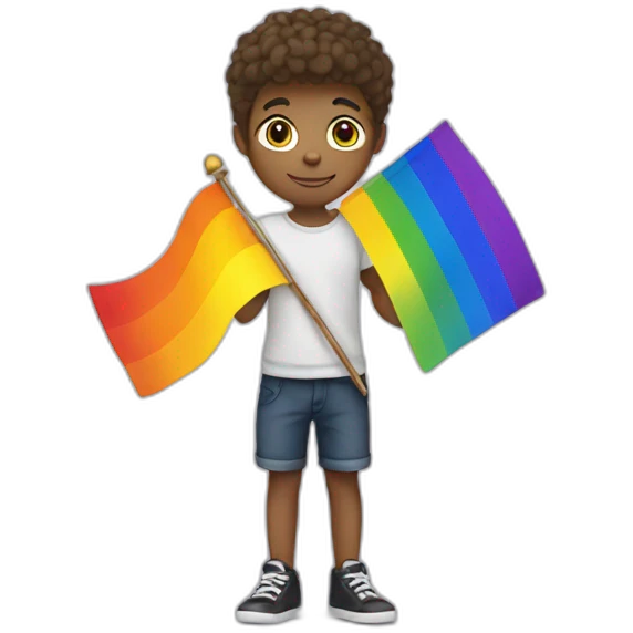 A French teenager holding the gay flag emoji