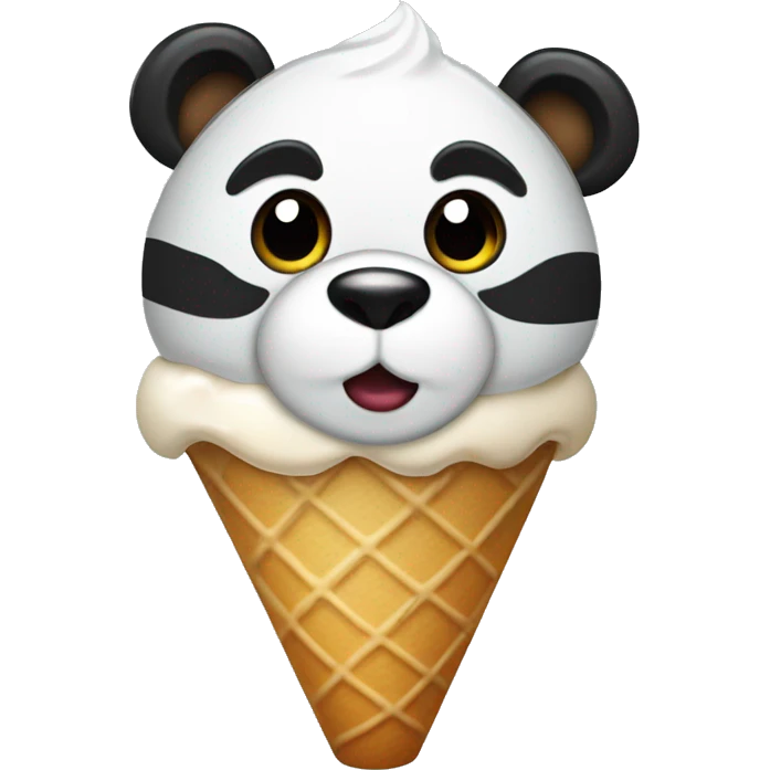 Panda bear with an ice cream cone emoji