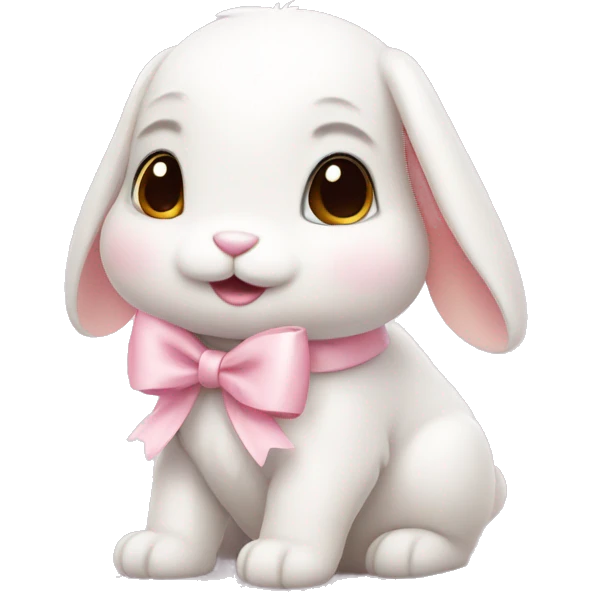 Adorable bunny with light pink bow emoji
