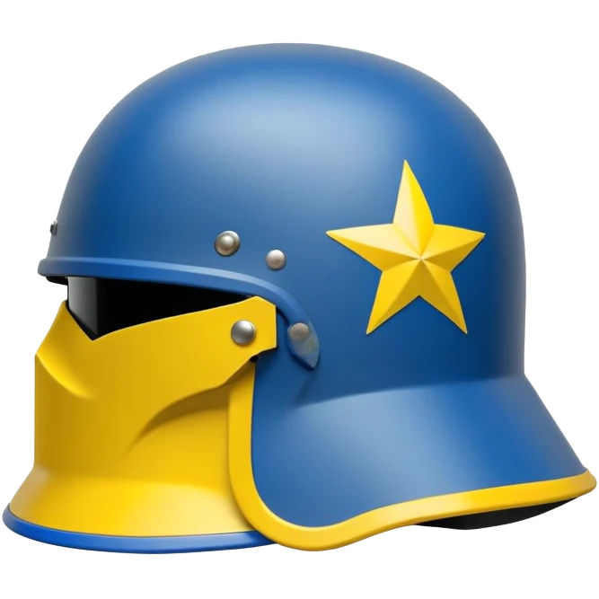 Ukrainian military helmet with blue and yellow colors, combat kevlar helmet emoji