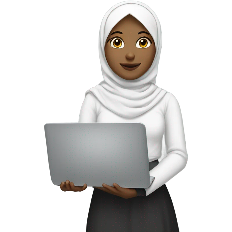 white hijabi girl with a laptop emoji