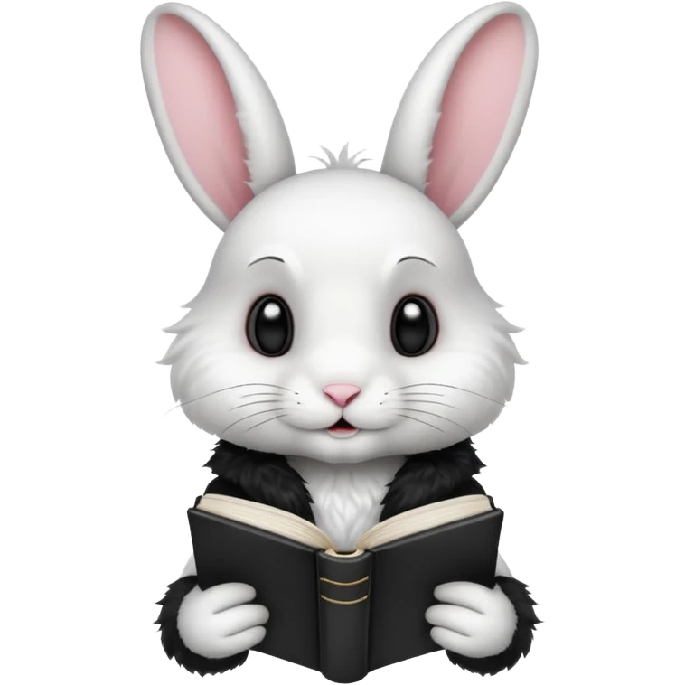  white rabbit with black book emoji