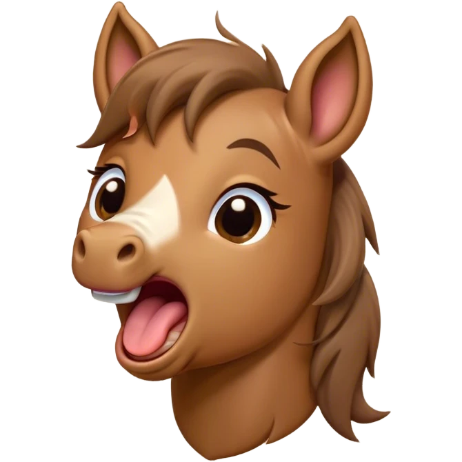 Cinematic Cute Yawning Brown Welsh Pony Portrait Emoji, Head tilted slightly with a dramatic, wide-open yawn, showcasing a sturdy, brown-colored form with softly drooping ears and sleepy, half-closed eyes, Simplified yet irresistibly adorable features, highly detailed, glowing with a soft, cozy earthy glow, high shine, relaxed yet expressive, stylized with a dash of rustic charm, soft glowing outline, capturing the essence of a drowsy yet affectionate brown Welsh pony that appears ready to stretch and yawn its way off the screen! emoji