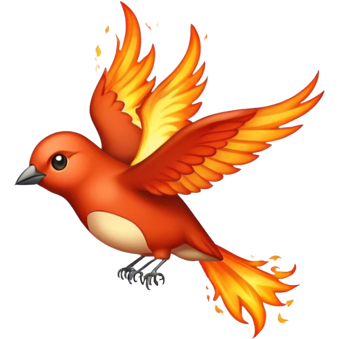 A flying nightingale on fire emoji