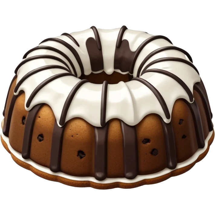 Cookies & cream Bundt cake with white frosting stripes  emoji