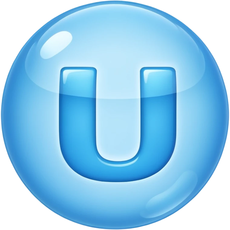 Letter U inside blue bubble emoji