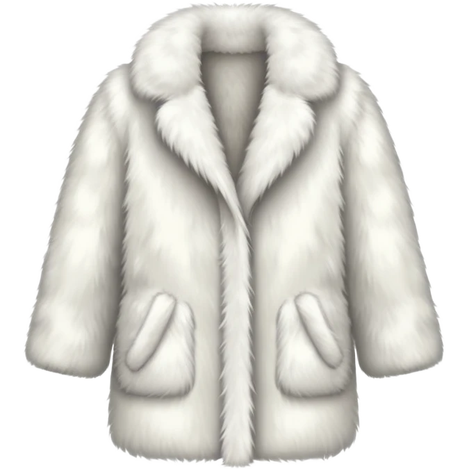 super realistic white fur coat isolated emoji