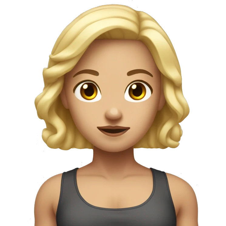 white gym girl with darl blonde hair double bicep pose emoji