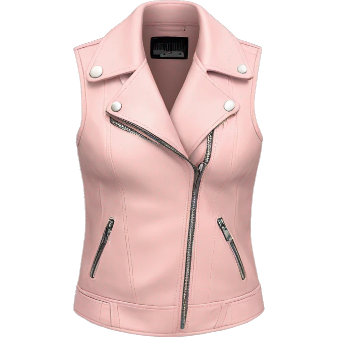 Realistic isolated open light pink zip up leather fashion vest. emoji