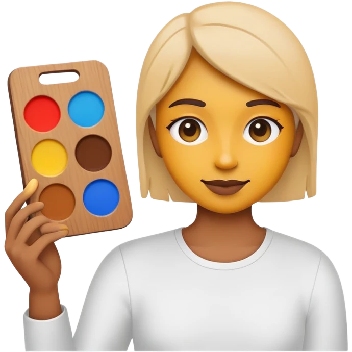 minimalist logo for self2.art, person with palette, emoji style, transformation of selfie into art emoji