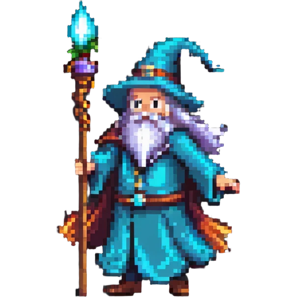 dancing wizard with a staff emoji