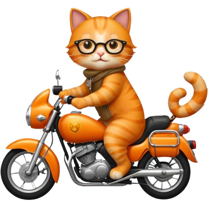 the cat is driving a motorbike emoji