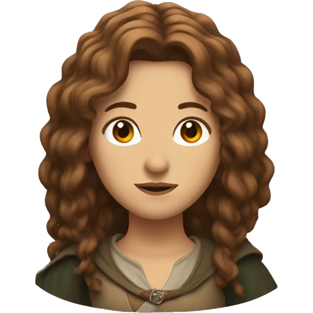 female character with brown bulk hair
 in Lord of the rings style emoji