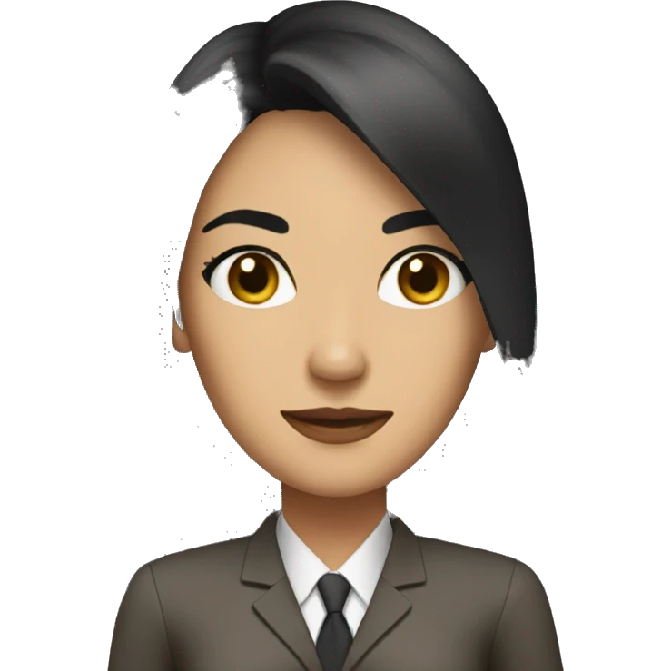 Female defense attorney with long black hair with brown suit emoji