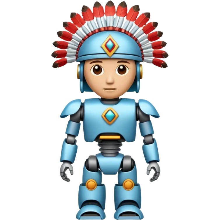 Full Robotic figure wearing native American regalia emoji