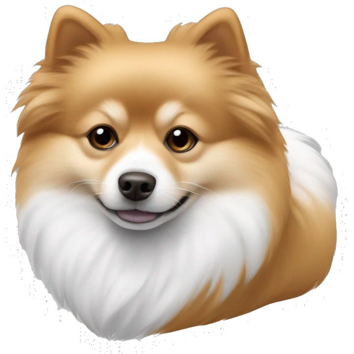 pomeranian-spitz mix light brown and white with gray ears sleeping emoji