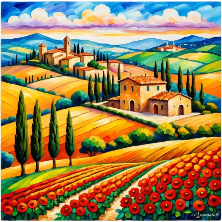Tuscany scene in afremov style emoji