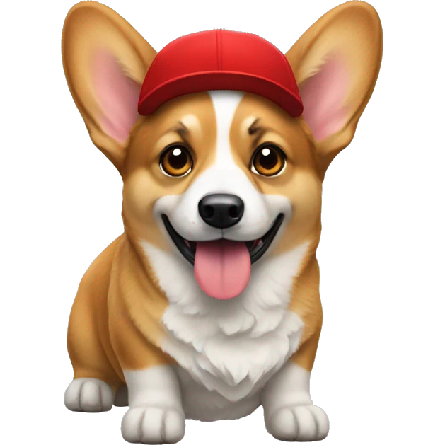 a corgi dog using red cap emoji