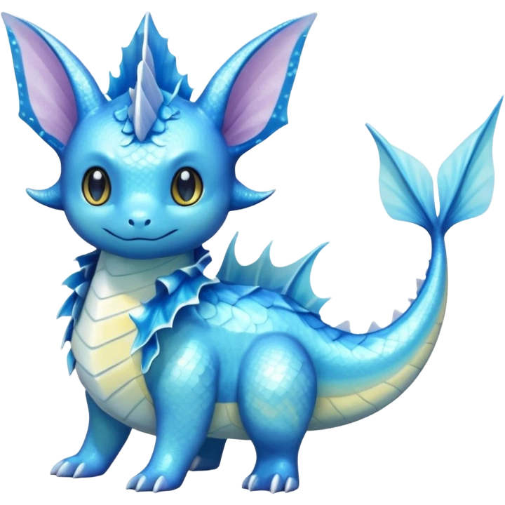 Shiny Exotic Colorful Ethereal Sparkly Vaporeon-Lapras-Amaura-Aurorus-Fakémon-hybrid-creature (full body)  emoji