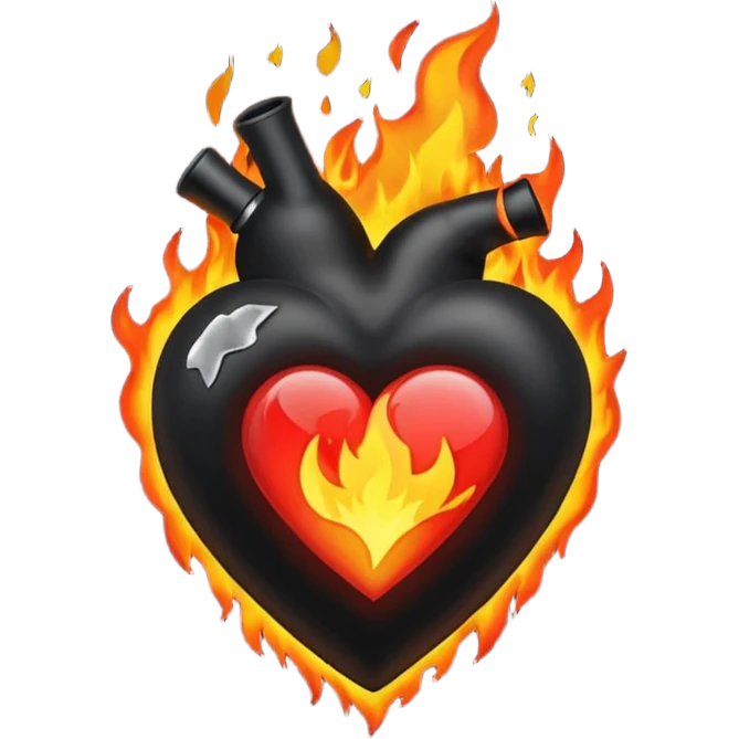 A black love hurt in black fire emoji