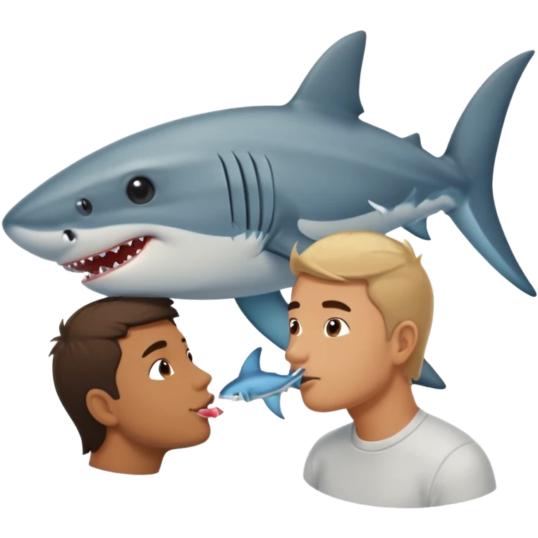 Man kissing a shark emoji