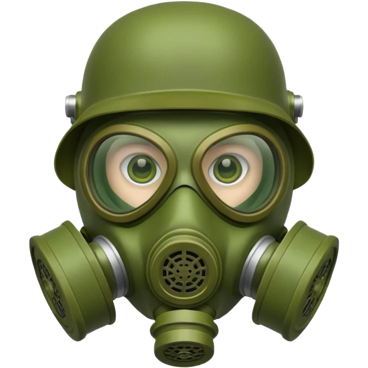 green gas mask, one filter emoji