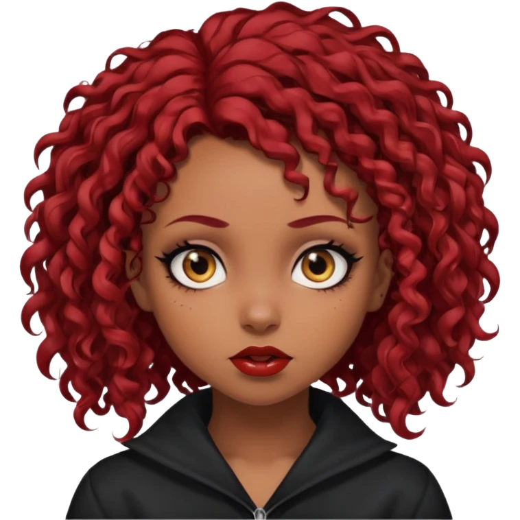 goth girl red hair cacheado médio pele parda, várias expressões  emoji