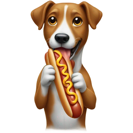 Dog eating a hot dog emoji