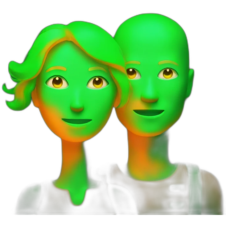 Couple as Orange Fluorescent woman and green Fluorescent man emoji