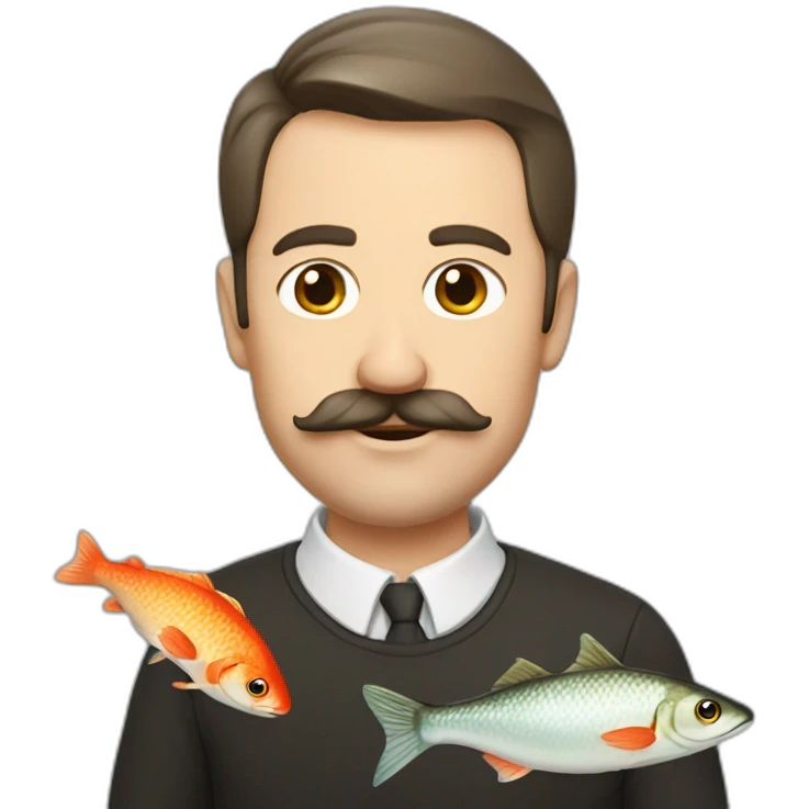 russian moustache husband with fish emoji