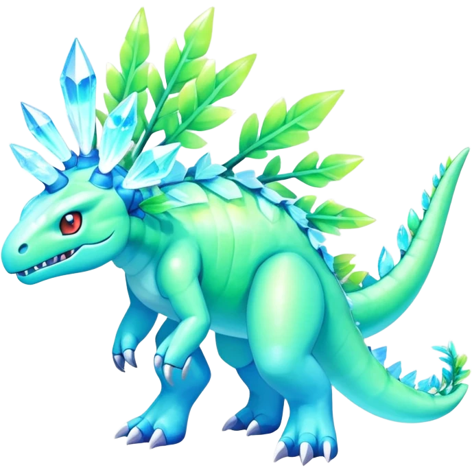 Shiny Colorful Iridescent Meganium-Amaura-fakemon (full body) emoji